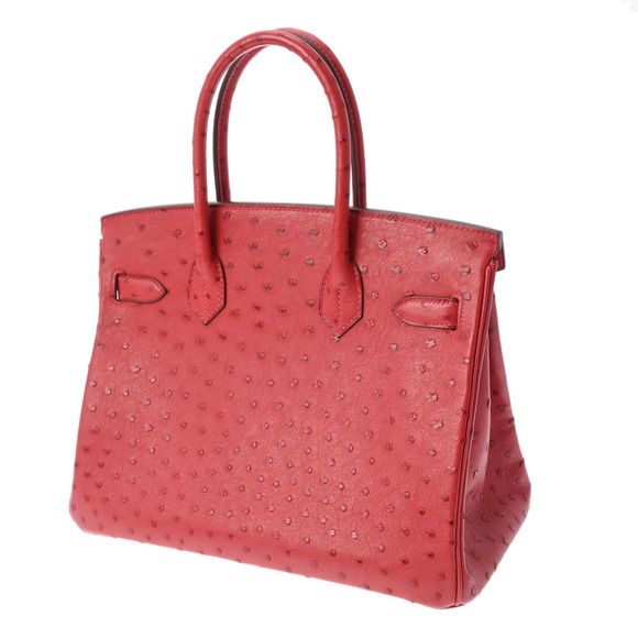 Hermes Birkin 30 Ostrich Leather In Rouge Vif With Gold Hardware - Picture 2 of 12